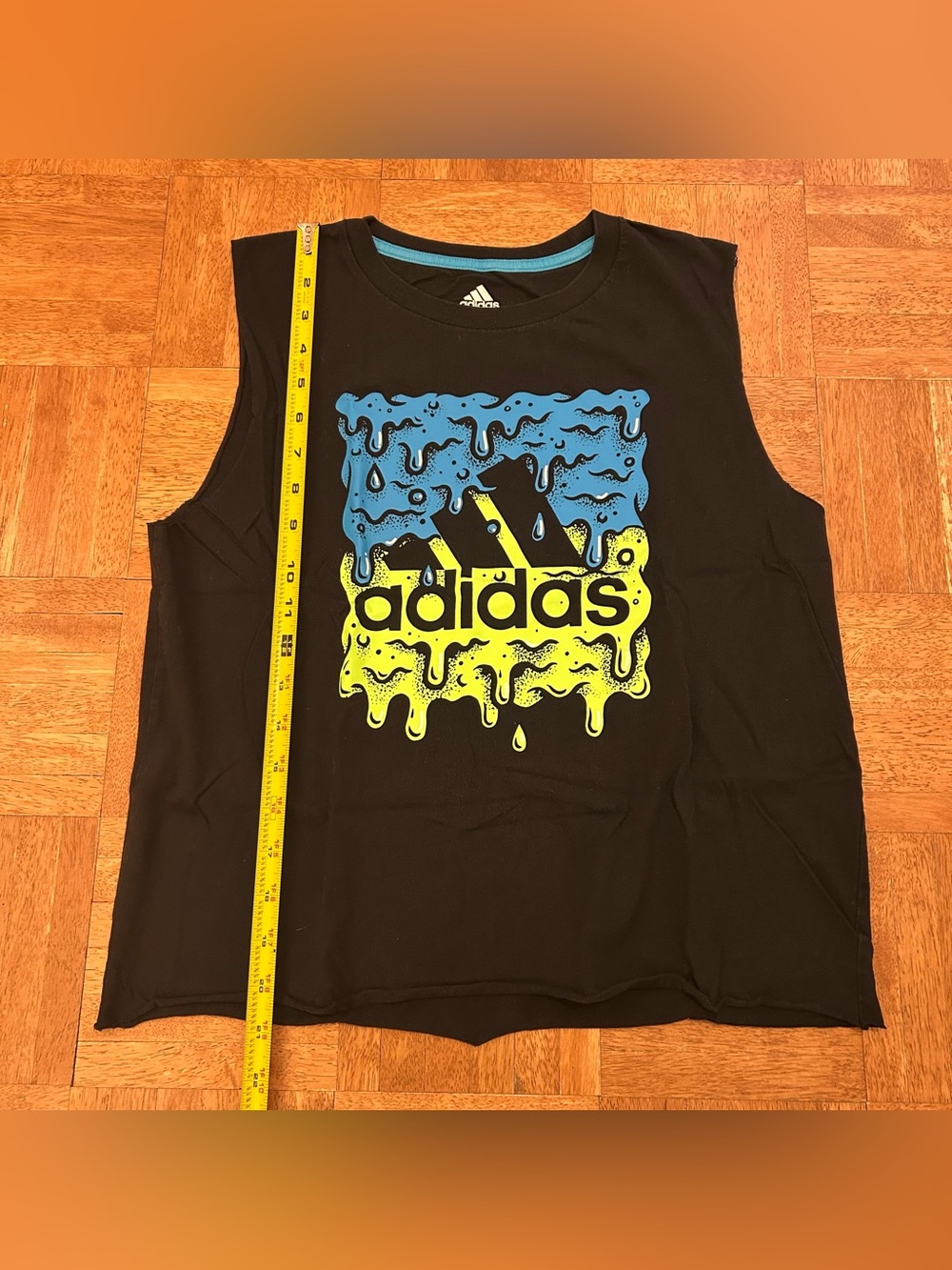 Adidas Boy's L Black Polyester Sleeveless Crew Neck Graphic Logo Tank